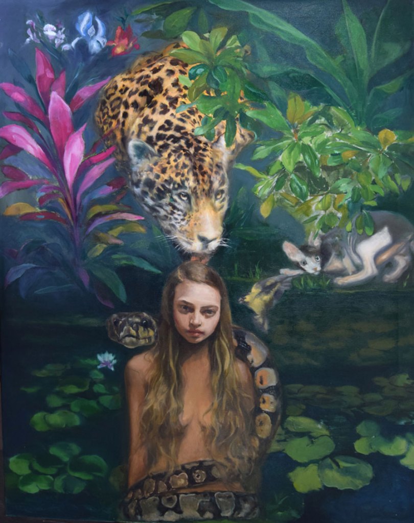 chica con leopardo